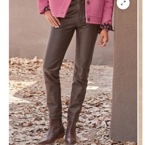 Sundance Bronwen Leather Pants Women's Size 32 Brown Trousers Fall - Picture 1 of 11